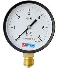 Манометр 0...10 bar, ДМ 02-100-1-G (100мм, G 1/2, кл. точ.1,5) (МЕТЕР) (10001)