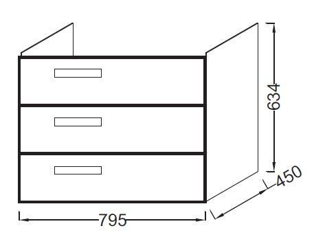 RYTHMIK Мебель Rythmik для раковины- столешницы, Ш79,5*Г45*В63,4 см. 3 выдвижных ящика с механизмом «плавное закрывание» Подходит под раковину Rythmik EXO112-Z