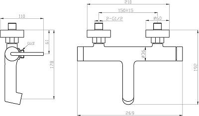 BelBagno Смес. д/ванны "ACQUA" черный ACQUA-VASM-NERO