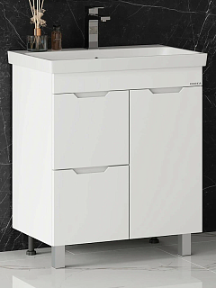 Комплект мебели 70 "Айленд-70" напольная 2ящ. + Б/К белый Onika (ум.Адриана,70)