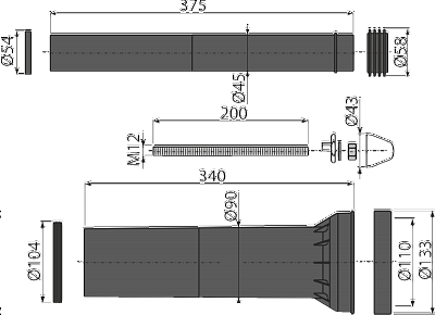 Комплект принадлежностей к унитазу с удлиненными деталями (Чехия) ALCAPLAST М9000