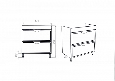 Комплект мебели 80 "Лима-80" 2 ящ. белая VIANT (ум.COMO-80) 