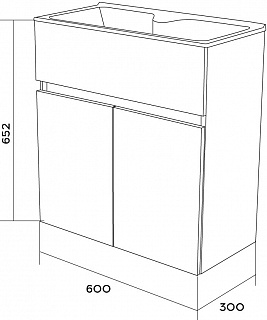 Комплект мебели 60 "Mira-60" подвес., белый глян. 2 ДВ 1 Марка (ум.Акриловый+сифон+донный клапан)