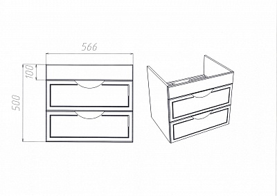 Комплект мебели 60 "Лима-60" 2 ящ. подвесная белая VIANT (ум.COMO-60) 
