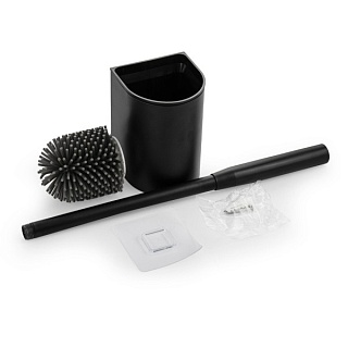 Ершик для туалета,  настенный, из нержавеющей стали, с силиконовой щеткой, с универсальным креплением Черный (80173)