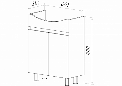 Комплект мебели 60 "Амур-60" прямая MISTY (ум.Амур,60/ЭкоКерама,60/Уют,60)