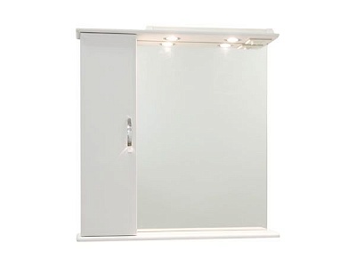 Зеркало-шкаф 75 "Колумбия" 75см. ПР белое (свет) Водолей шкаф справа