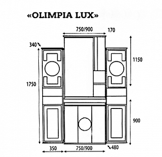 Olimpia LUX  - 75  Зеркало-шкаф (свет) бежевое патина