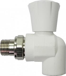 Вентиль для радиатора с амер. 20*1/2 (угловой) белый (10/60)  ТЕВО