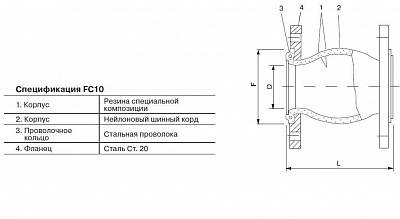 Компенсатор FC-10 Ду100 Ру10 ф/ф (t до 95 С) (105 063)