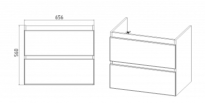 Комплект мебели 70 "Мальта-70" подвесная 2 ящика белый/дуб VIANT (ум.Como-70)