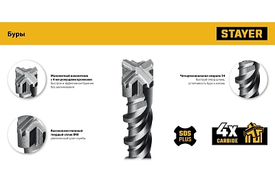  SDS-PLUS HERCULES-4X d10x160  STAYER (29290-160-10)
