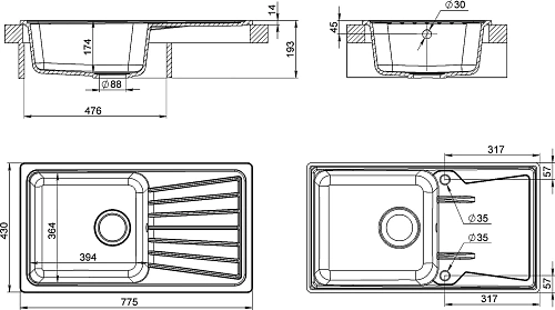Мойка гранит FOSTO NOVA 81-46 (черный) без сифона
