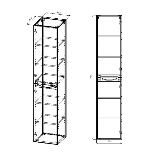 Пенал подвесной "Mia" правый бетон Vincea  VSC-2M170BT-R