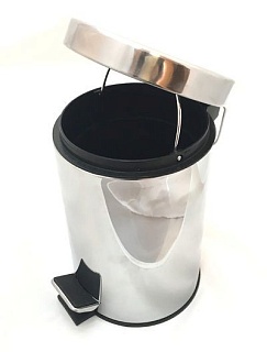 Ведро д/мусора 5 л ЧЕРНОЕ эмаль, с педалью из нержавеющей стали, (2405)