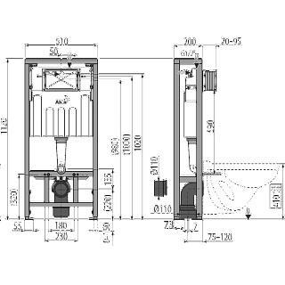 Система инсталляции д/унитаза Alcaplast  (АM116/1120) для сухой установки