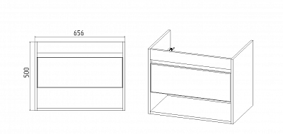 Комплект мебели 60 "Бостон-60" подвесная 1 ящик дуб/белый VIANT (ум.Como-60)