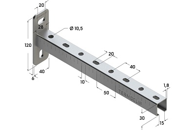 Консоль монтажая TCA 28*30*1,8   440мм (20/10шт/кор) (09105103)