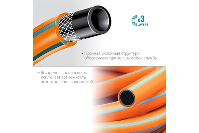 Шланг полив Grinda PROLine FLEX 3-х сл, 25атм , армир 1/2" - 50 м /бухта (429008-1/2-50) 