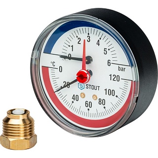 Термоманометр с автоматическим запорным клапанов Dn 80 1/2" (SIM-0005-800615) аксиальный 