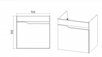 Комплект мебели 60 "Куба-60" подвесная 1 дверь белый VIANT (ум.Como-60)
