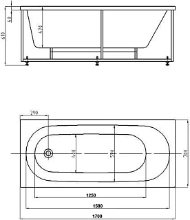 Ванна акриловая Оберон 170х70