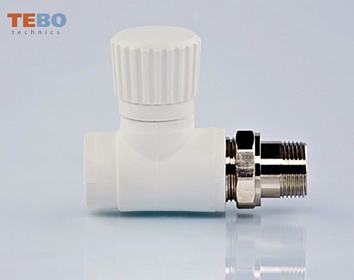 Вентиль для радиатора с амер. 20*1/2 (прямой) белый (10/60)  ТЕВО