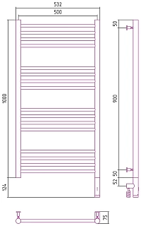 Полотенцесушитель Сунержа РЭБ "Богема 3.0" 1000х500 электрический матовый черный правый
