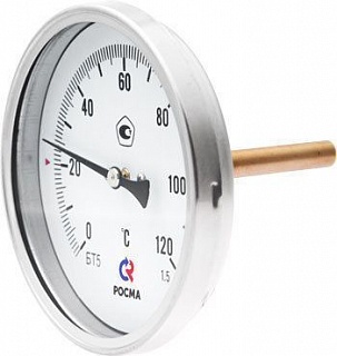 Термометр бим.,  0...120' C, шток 46х6мм (БТ-31.211, 63мм, кл.точ.2,5) (РОСМА) (2409)