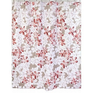 Штора д/ванной комнаты (Zalel) Flowerbed цветы (бордов, бел.) (арт 1266) 180х200 без колец (PL)