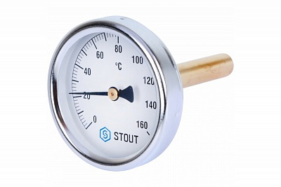 Термометр бим.,  0...160' C, шток 75мм (63мм, кл.точ.2,5) (SIM-0002-637515) (STOUT)