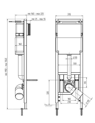 Система инсталляции д/унитаза  АниПласт "Компакт" БЕЗ КНОПКИ  WC1310 