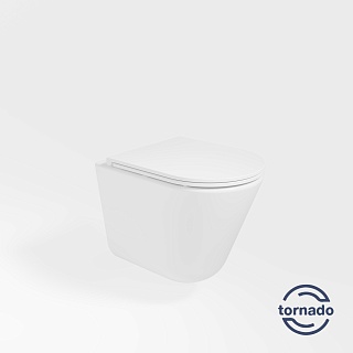 Унитаз подвесной безободковый Vincea "Vito" TORNADO белый .сиденье slim м/л  VT1-23T