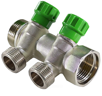 Коллектор латунный  3/4" м/р 4в 1/2" ПУ н/р 36мм с регулирующими клапанами SantechSystems (129-9347)