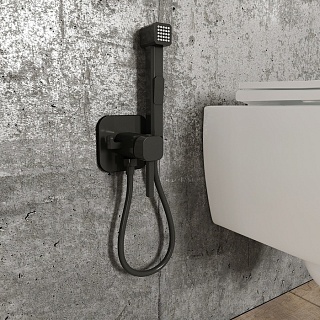 Встраиваемый смеситель с гигиеническим душем,матовый черный, IDDIS, 004BLS0i08