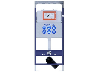 Система инсталляции д/унитаза AQUATEK 51см  с кнопкой белая (KDI-003) с крепежом к стене+шум.изол