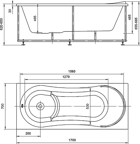Ванна акриловая Афродита 170х70