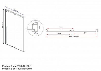 Дверь для душа Vincea Lugano VDS-1L130CLB-1 черный, стекло прозрачное
