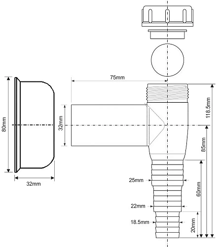 Сифон для СМА McAlpine WMV-32CP