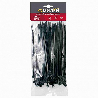 CLM3615B Нейлоновые хомуты для стяжки Милен, чёрные, 3,6*150 мм, 100 шт/100
