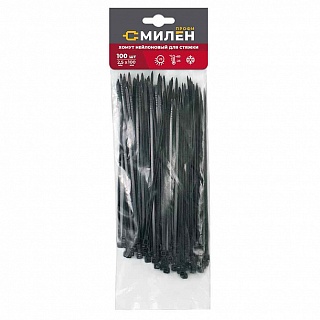 CLM2510B Нейлоновые хомуты для стяжки Милен, чёрные, 2,5*100 мм,100 шт/100