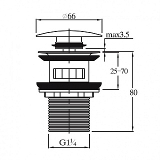 Донный клапан TOKITO вороненая сталь (TOK-SHI-64GM)