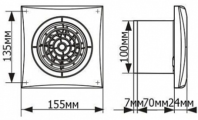 Вентилятор AURA 4C CHROME (настенный,потолочный,уровень шума 25 дб.) D100 осевой вытяжной(16)