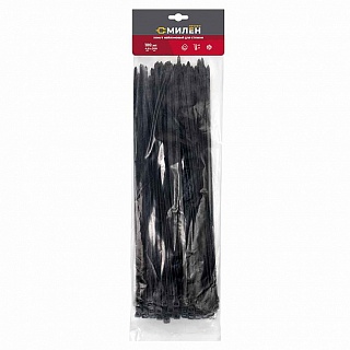 CLM4830B Нейлоновые хомуты для стяжки Милен, чёрные, 4,8*300 мм, 100 шт/50