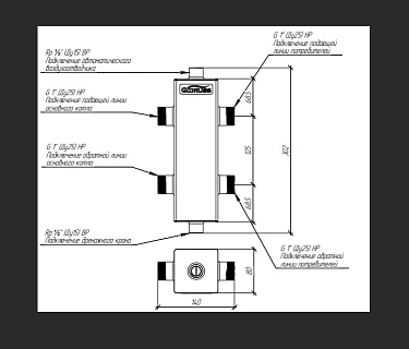 Гидрострелка нержавеющая GRSS-60-28PF (до60 кВт, под пресс-фитинги 28 мм) (GG 60PA0 20)