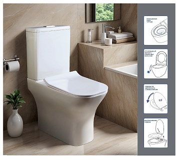 Унитаз-компакт Cerutti SPA "VETTORE Tornado" безободковый сид.дюропл. м/лифт CT10816 