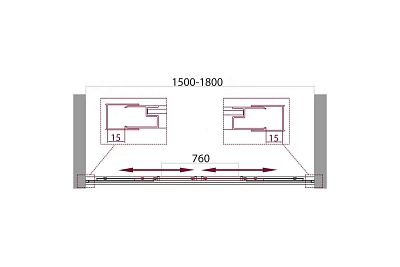 Шторка д/ванны BelBagno UNIQUE-VF-2-150/180-140-P-Cr стекло рифленое