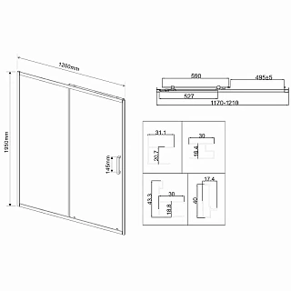 Дверь для душа VINCEA City VDS-5CT120CL, 1200, хром, стекло прозрачное 5 мм