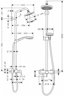 Croma 100 Showerpipe, с однорычажным cмесителем, ½’ 27154000