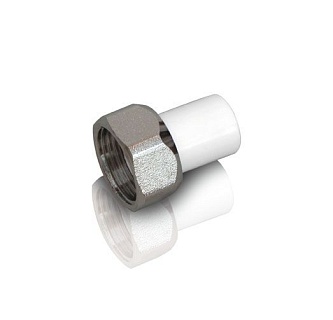 Патрубок пер. пласт. с нак. гайк.25*3/4 белый (100) ФД-plast